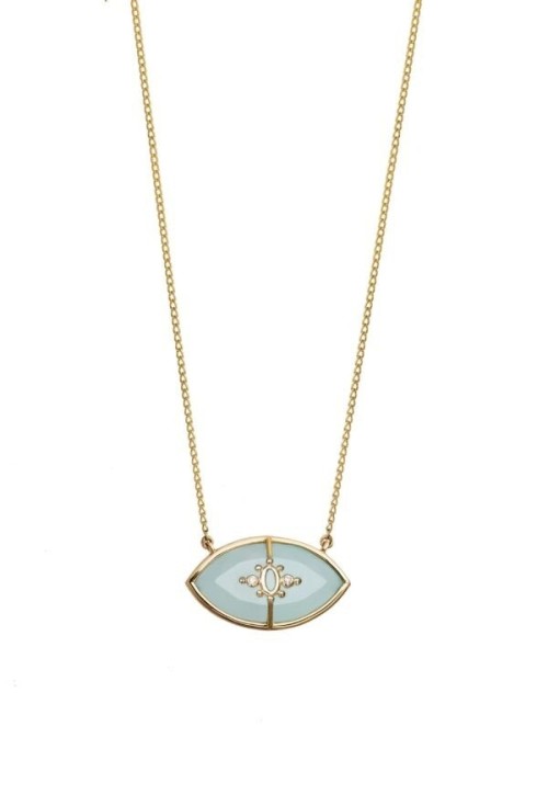  Eye Necklace – Aqua blue Chalcedony & Diamonds 