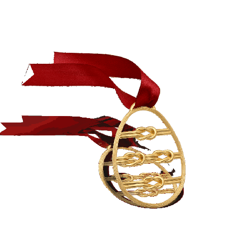  Decorative egg with gold plated Hercules knot design and silk ribbon  