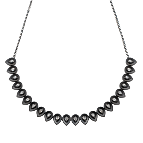  xRivia Sol: Pendant σε χρυσό 18Κ με ανθρακί επιμετάλλωση και pear cut διαμάντια, 