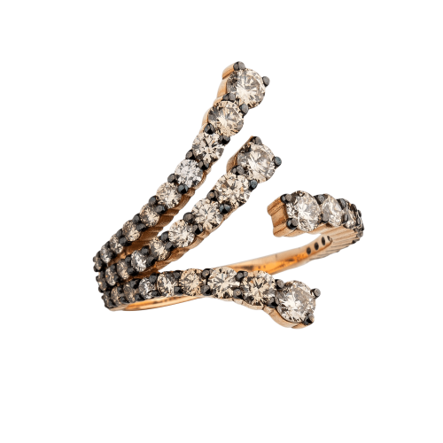  Avery Nectar: δαχτυλίδι σε ροζ χρυσό 18Κ με λεπτομέρειες μαύρης επιμετάλλωσης & cognac brilliant cut διαμάντια 