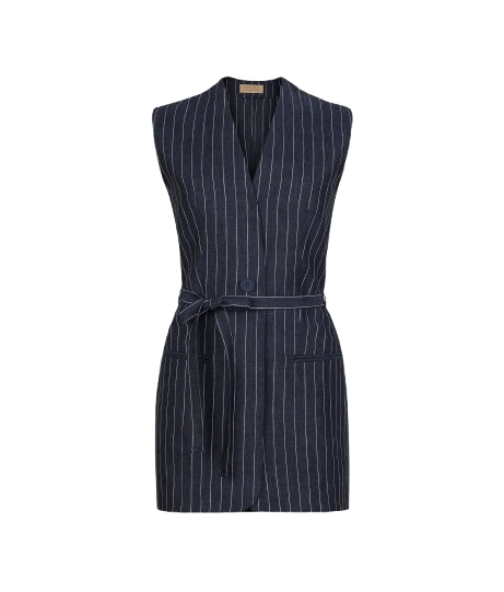  Stripped Linen Vest 