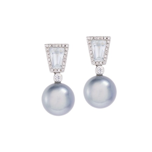  Pearl and Aquamarine Earrings 