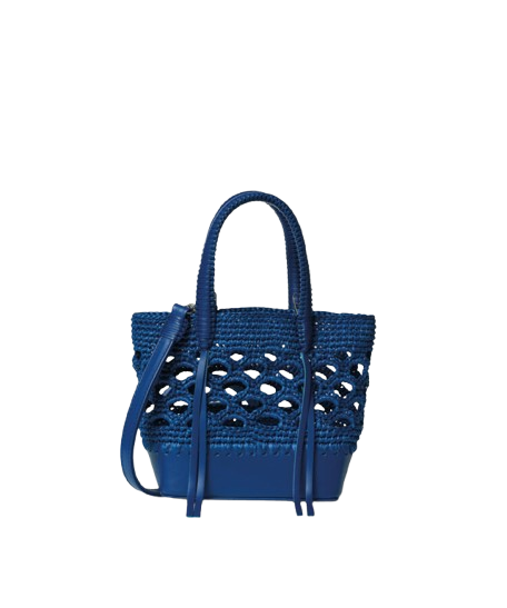  Micro chrochet tote in blue  