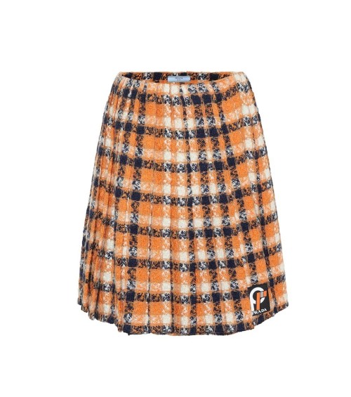  Wool tweed pleated skirt 