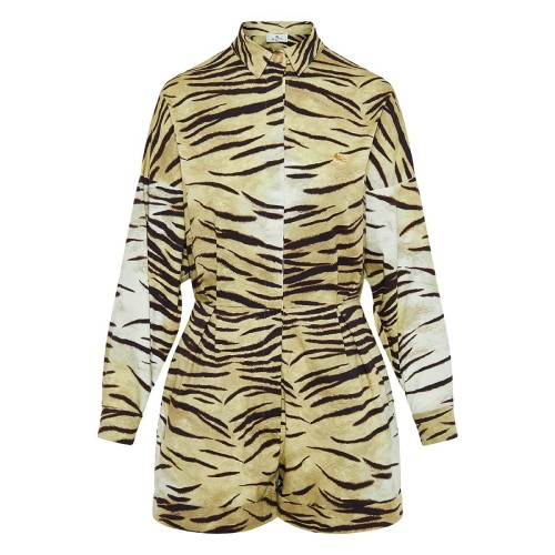  Tiger-print cotton playsuit 