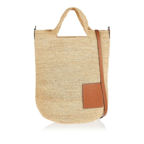  Slit raffia tote 