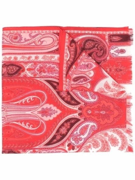  Woman Paisley Frayed Scarf 