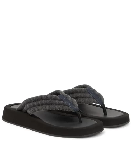  Ginza denim and suede sandals 