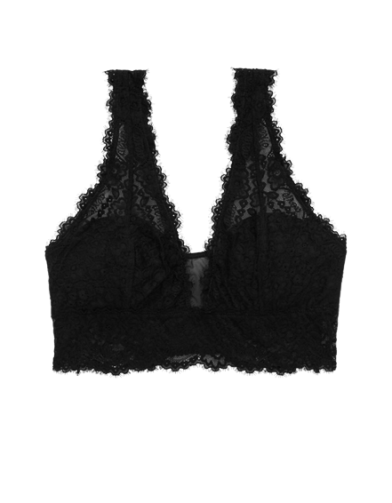  Eyelash Lace Padded Plunge Bralette 