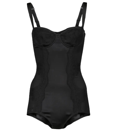 Silk-blend satin and lace bodysuit 