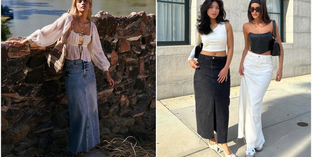 Denim maxi skirt: Οι πιο chic τρόποι να τη φορέσετε το καλοκαίρι