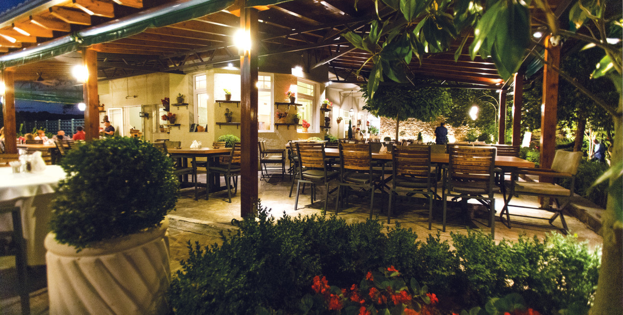 Σε μια καταπράσινη αυλή στο Ποσείδι, ένα εστιατόριο της Χαλκιδικής έγινε συνώνυμο του καλοκαιριού