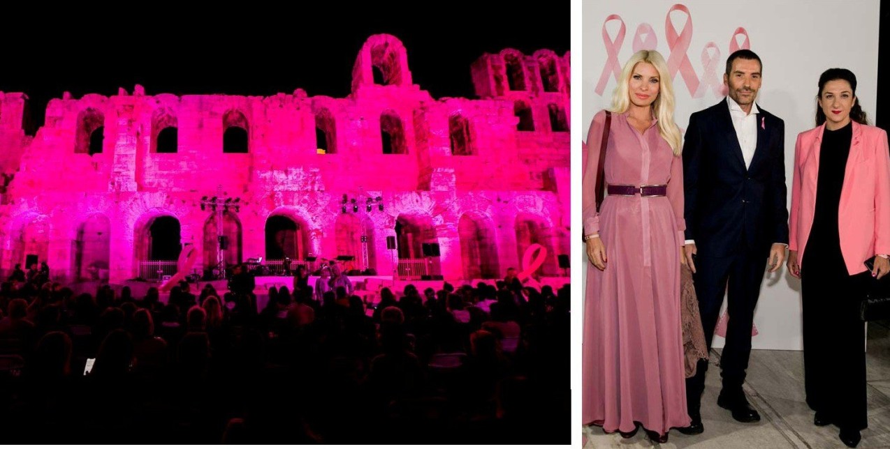 Το Ηρώδειο φωτίστηκε ροζ από τον όμιλο Εταιριών Estée Lauder