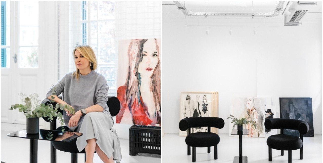 Η εικαστικός Μελίνα Γεωργούδα μάς υποδέχεται στο καλαίσθητο ατελιέ της στο κέντρο της Θεσσαλονίκης