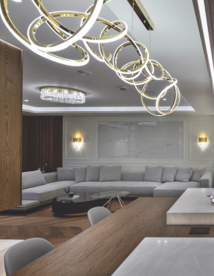 Στη Νέα Παραλία της Θεσσαλονίκης, ένα γωνιακό διαμέρισμα 200 τ.μ. μεταμορφώθηκε σε μια εντυπωσιακή σύγχρονη κατοικία