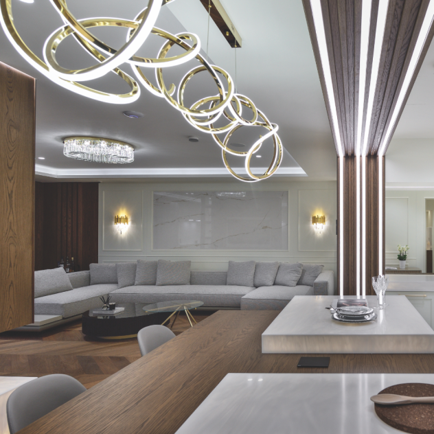 Στη Νέα Παραλία της Θεσσαλονίκης, ένα γωνιακό διαμέρισμα 200 τ.μ. μεταμορφώθηκε σε μια εντυπωσιακή σύγχρονη κατοικία