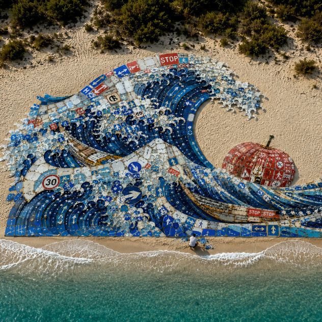 Urban Pixel: Το Μεγάλο Κύμα του Hokusai ξαναγεννιέται στη Σαρδηνία μέσα από παλιά σήματα