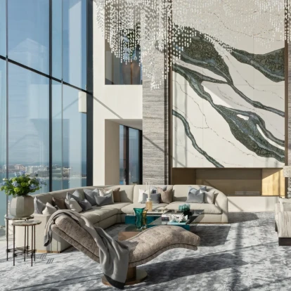 Ένα ρετιρέ στην Palm Jumeirah που συνδυάζει μοντέρνα αισθητική και πολυτελή ζωή