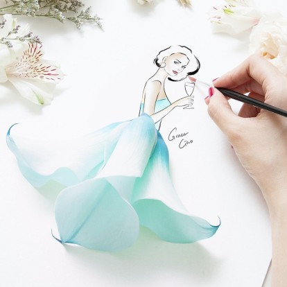 Η Grace Ciao δημιουργεί fashion illustrations με φρέσκα λουλούδια